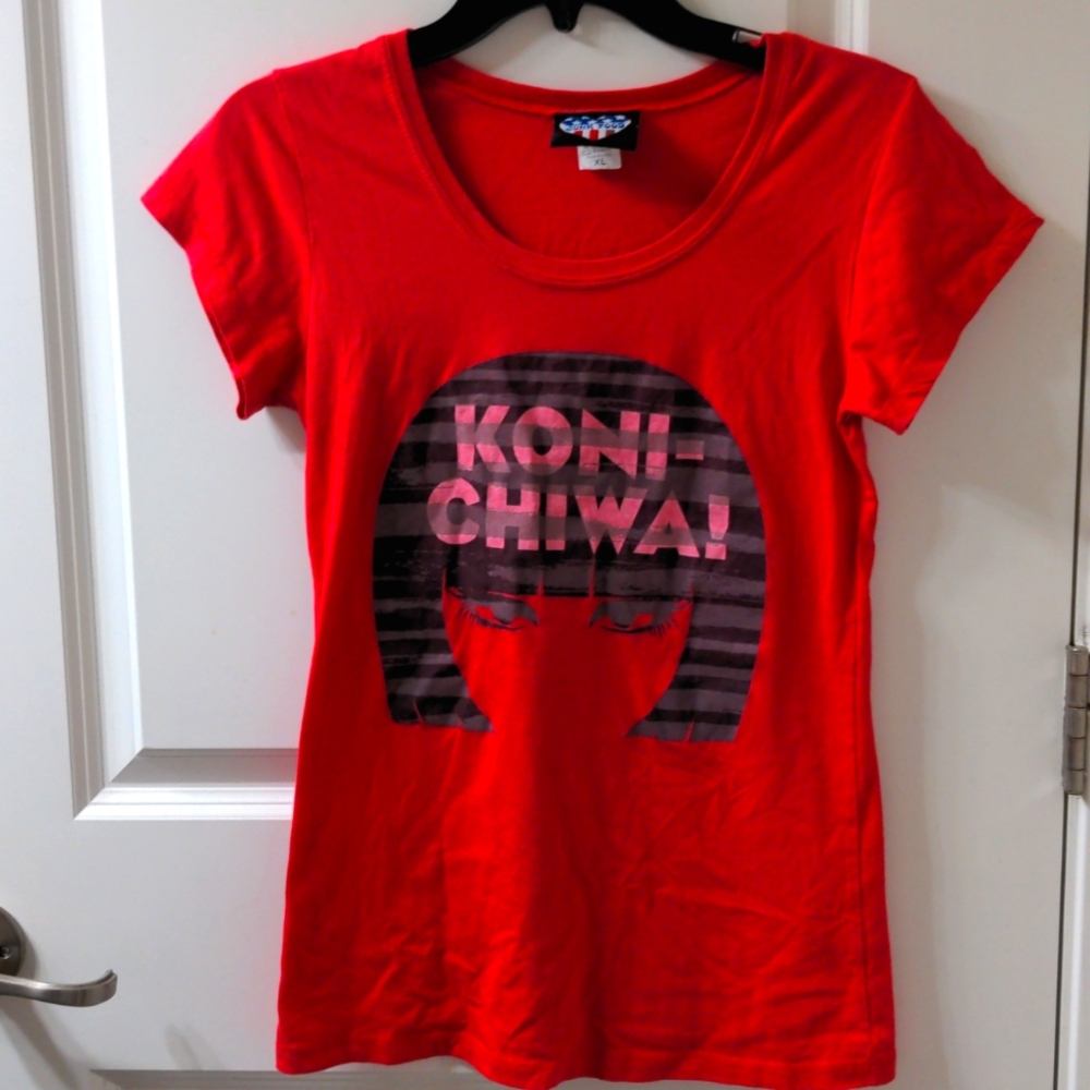 Girl's XL Junk Food 'Koni-chiwa!' T-shirt Red